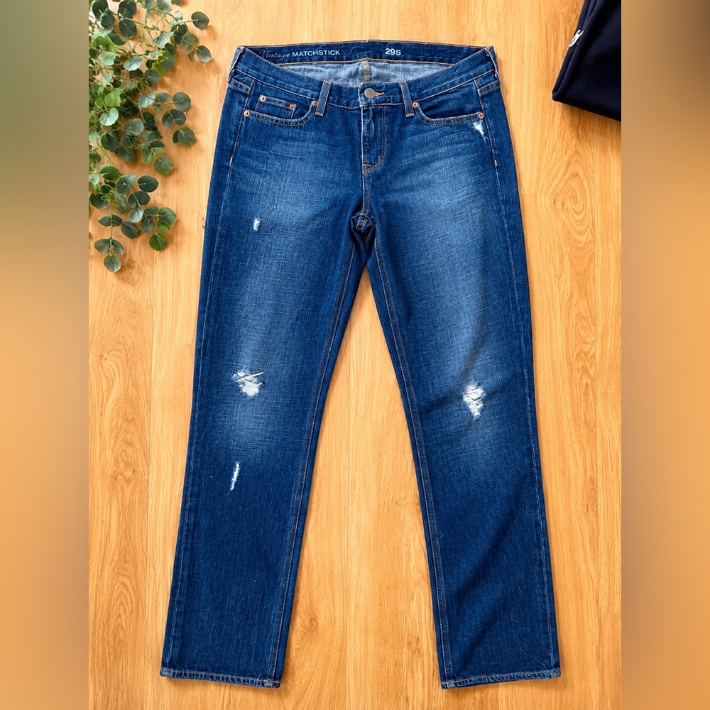 J.Crew Vintage Matchstick Jeans 29S Distressed Straight Leg Denim